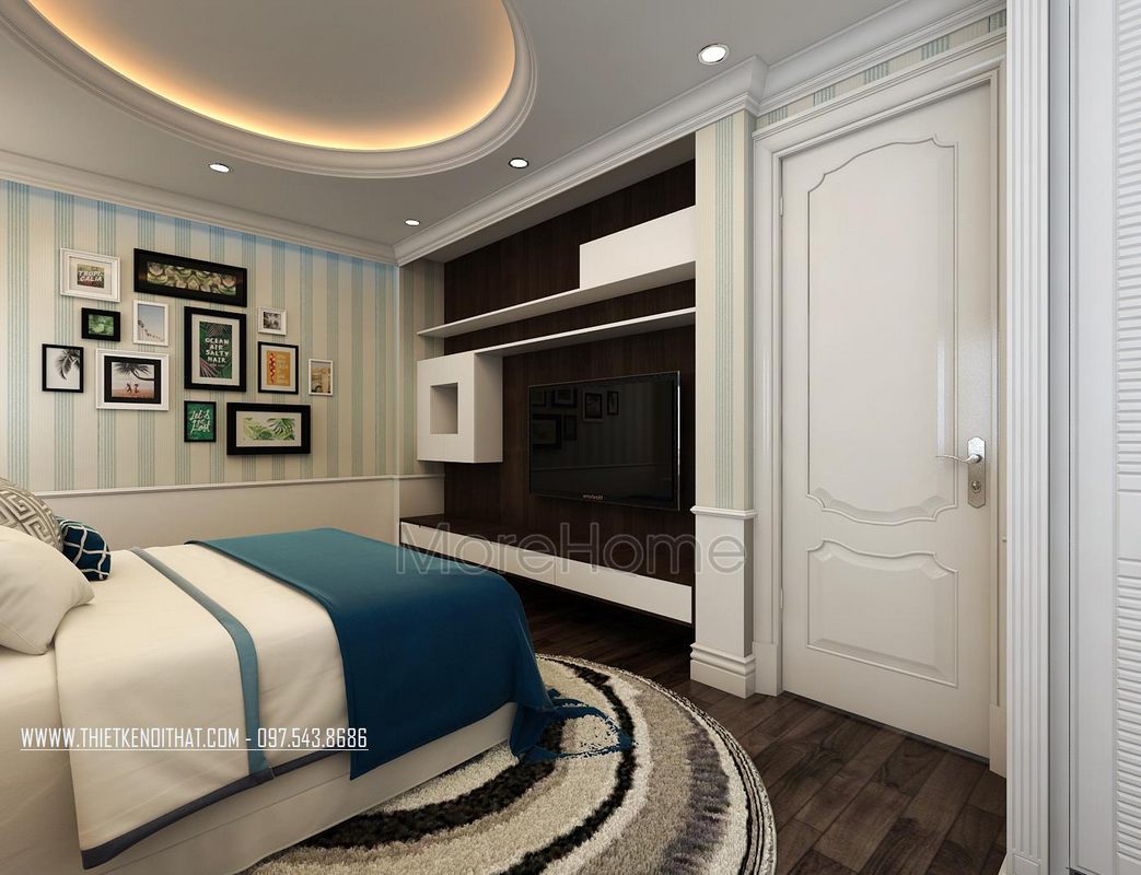 Thiết kế nội thất phòng ngủ biệt thự Vinhomes Riverside Long Biên Hà Nội